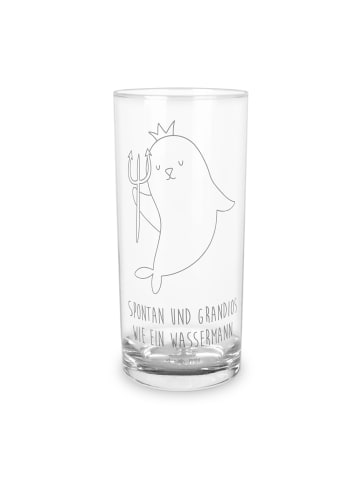 Mr. & Mrs. Panda Blümchentailglas Sternzeichen Wassermann mit Spruch in Transparent