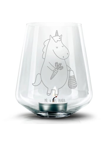 Mr. & Mrs. Panda Glas Windlicht Einhorn Gemüse ohne Spruch in Transparent