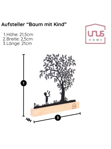 UNUS Aufsteller Baum mit Kindern auf einer Schaukel in Schwarz