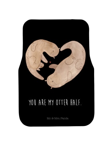 Mr. & Mrs. Panda Fußmatte Fürs Auto Otter Herz mit Spruch in Schwarz
