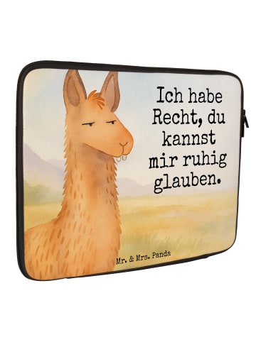 Mr. & Mrs. Panda Laptop Tasche Lamakopf Genervt Design mit Spruch in Weiß