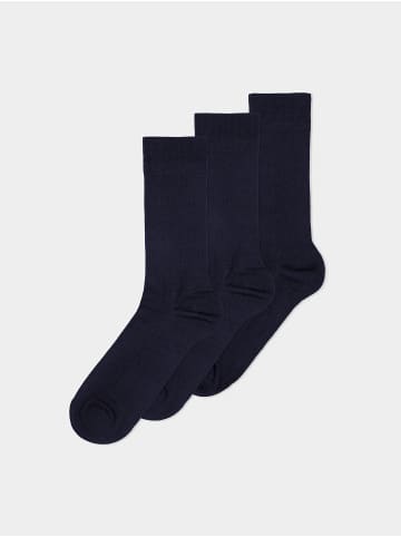 Erlich Textil  3er Pack Casual Cotton Gerippte Socken aus Bio-Baumwolle in dunkelblau
