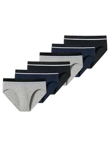 Schiesser Slip 6er Pack in Schwarz/Blau/Grau