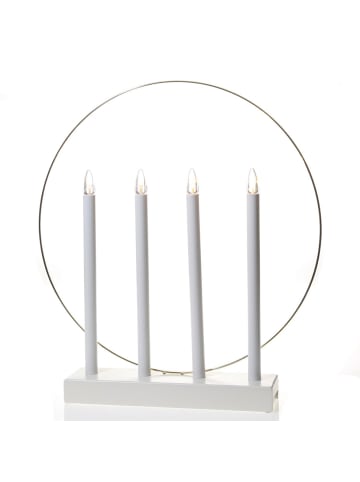 MARELIDA LED Fensterleucher Glory Kerzenleuchter mit Ring 4flammig H: 45cm in weiß