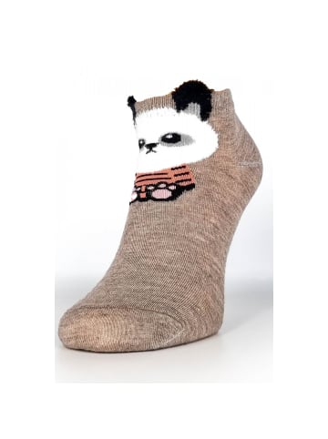 COFI 1453 Socken für Damen mit Pandamuster aus Baumwollmischung in Beige in Beige