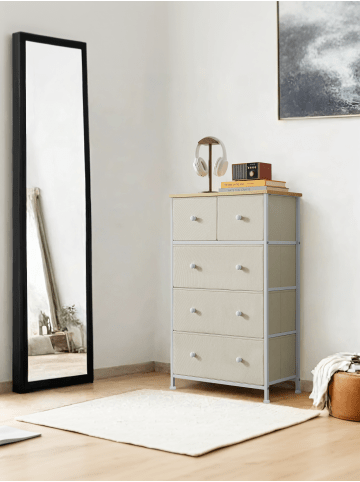 SONGMICS Kommode Bellah in Gelb-Creme - (B)56.1 x (H)93.1 x (T)30.1 cm