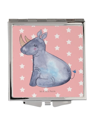 Mr. & Mrs. Panda Kosmetikspiegel Einhorn Nashorn ohne Spruch in Rot Pastell