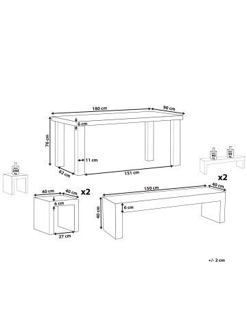 Beliani 5-tlg Gartentisch Set TARANTO in Grau