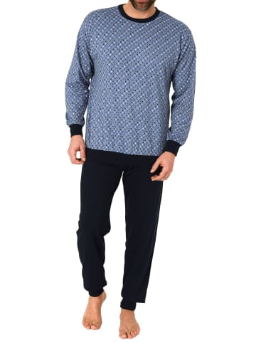 NORMANN Schlafanzug langarm Bündchen - 66067 in blau
