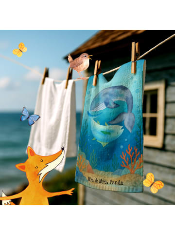 Mr. & Mrs. Panda Handtuch Walfisch Thunfisch Design ohne Spruch in Weiß