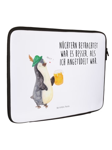 Mr. & Mrs. Panda Notebook Tasche Pinguin Bier mit Spruch in Weiß