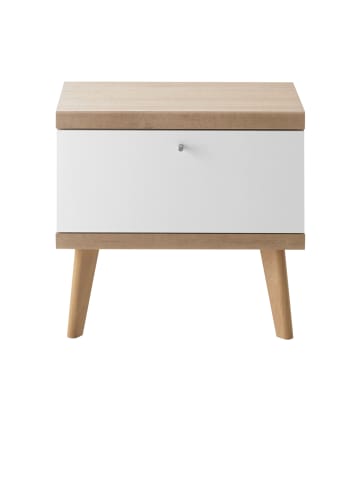 Furn.Design Nachttisch weiß, Eiche Riviera, Nachtkommode skandinavisch, 54 x 50 cm