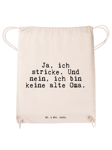 Mr. & Mrs. Panda Jutebeutel Ja, ich stricke. Und... mit Spruch in Creme