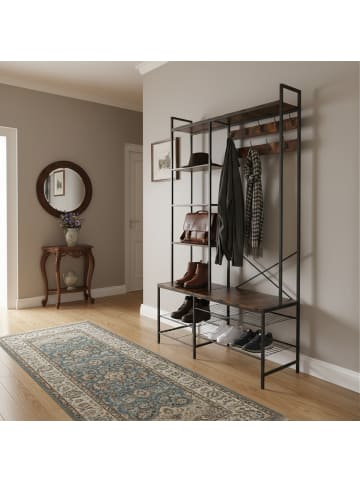 relaxdays Garderobe in Schwarz/Dunkelbraun - (B)120 x (H)190 x (T)40 cm