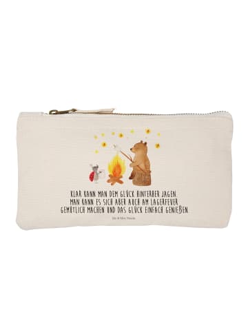 Mr. & Mrs. Panda Kulturtasche Bär & Marienkäfer Lagerfeuer mit S... in Weiß