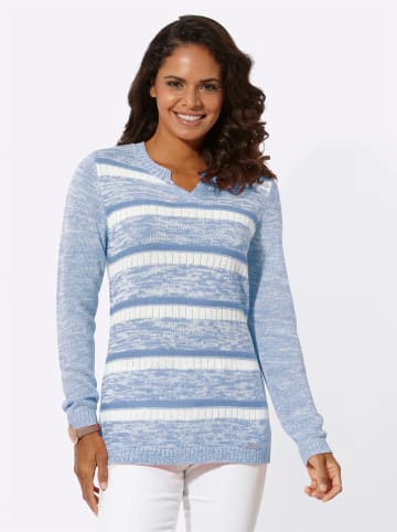 WITT WEIDEN Langarm-Pullover in bleu-weiß-gemustert