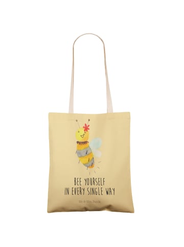 Mr. & Mrs. Panda shopping bag Biene Blume mit Spruch in Gelb Pastell