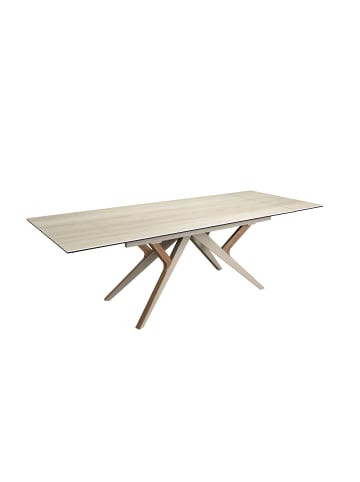 Angel Cerdá Ausziehbarer Esstisch 1155 in Sand/Walnuss – (B)180 x (T)100 x (H)76 cm