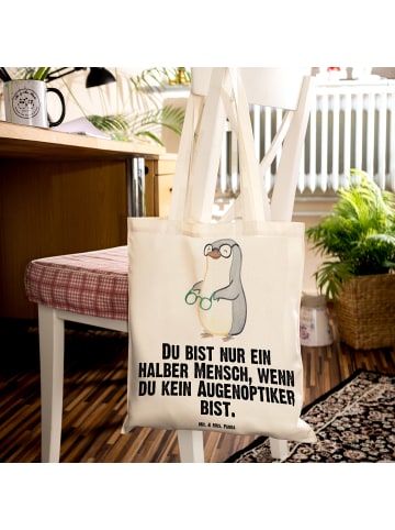 Mr. & Mrs. Panda Tote Bag Augenoptiker Herz mit Spruch in Creme
