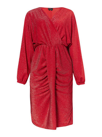faina Damen Abendkleid Mit Glanzgarn in Rot