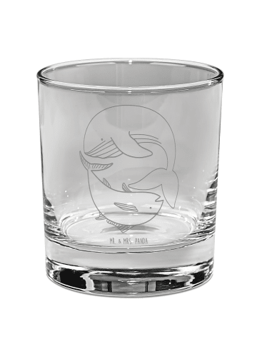 Mr. & Mrs. Panda Whiskey Glas Walfisch Thunfisch ohne Spruch in Transparent