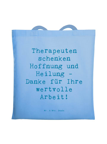 Mr. & Mrs. Panda Jutebeutel Spruch Therapeut Dankeschön mit Spruch in Sky Blue