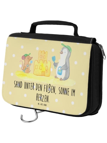 Mr. & Mrs. Panda Toilettentasche Sommer Meer Strand mit Spruch in Gelb Pastell