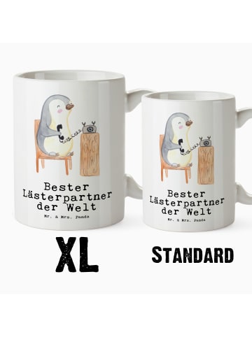 Mr. & Mrs. Panda Großer Kaffeepott Pinguin Bester Lästerpartner ... in Weiß