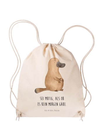 Mr. & Mrs. Panda Sportbeutel Schnabeltier Mut mit Spruch in Creme