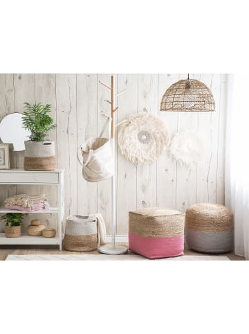 Beliani Pouf KIRAMA in Beige/Rosa - (W) 44 x (H) 44 x (L) 44 cm