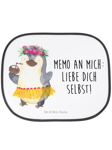 Mr. & Mrs. Panda Sonnenschutznetz Pinguin Kokosnuss mit Spruch in Weiß