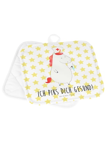 Mr. & Mrs. Panda Topflappen Einhorn Krankenschwester mit Spruch in Weiß
