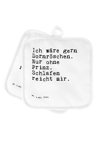 Mr. & Mrs. Panda Topflappen Ich wäre gern Dornröschen.... mit Sp... in Weiß