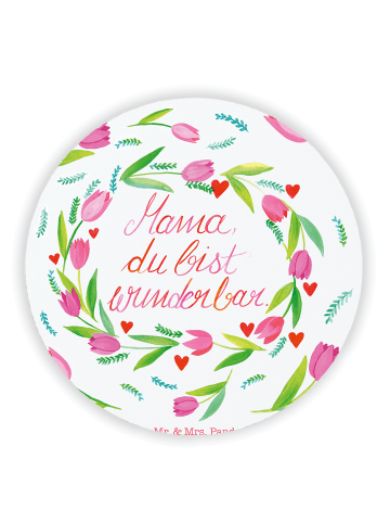 Mr. & Mrs. Panda Rund Magnet Mama Tulpen mit Spruch in Bunt