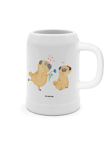 Mr. & Mrs. Panda Bierkrug Mops Verliebt ohne Spruch in Weiß