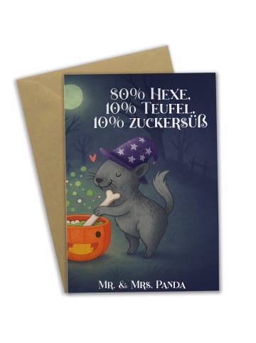 Mr. & Mrs. Panda Grußkarte Kater Hexenkessel Design mit Spruch in Weiß