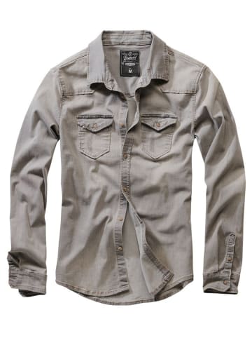 Brandit Hemd "Riley Denim Shirt Long Sleeve" in Grau