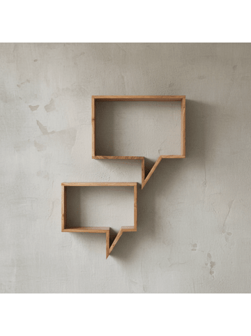 KADIMA DESIGN Wandregal Set aus Massivholz, Zeitungsablage, inkl. Montagematerial in Beige