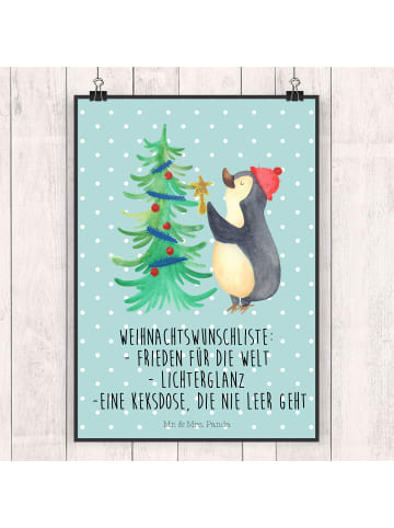 Mr. & Mrs. Panda wanddeko Pinguin Weihnachtsbaum mit Spruch in Türkis Pastell