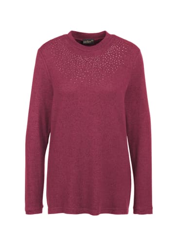 GOLDNER Kurzgröße:  Weiches Shirt mit Glitzersteinen in himbeere / melange