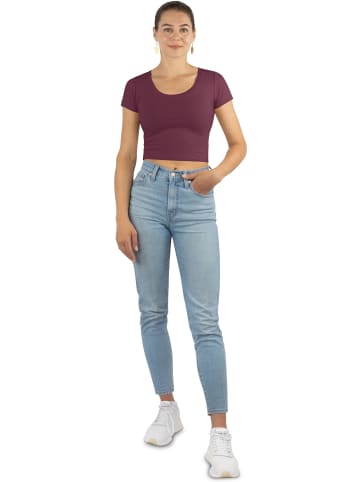 Janice 2 x Damen crop T-Shirt Nantes in Burgund