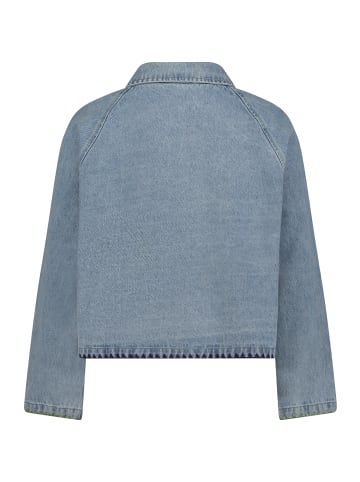 AMBER & JUNE Jeansjacke mit aufgesetzten Taschen in Middle Blue Melange