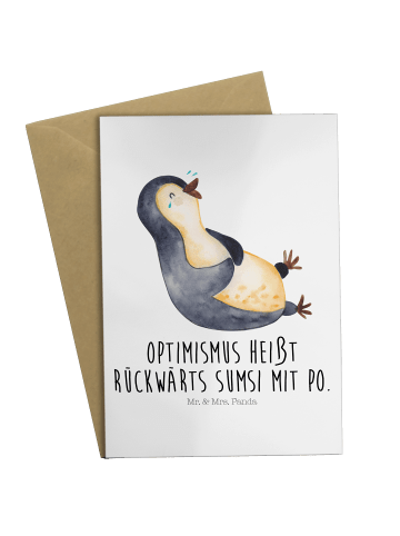 Mr. & Mrs. Panda Glückwunschkarte Pinguin Lachen mit Spruch in Weiß