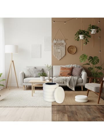 relaxdays Hocker in Weiß - (H)44 x Ø37 cm