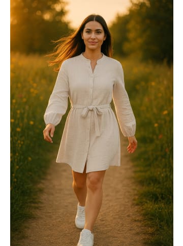 Reichstadt Damen Oversized Sommerkleid Musselin in Beige