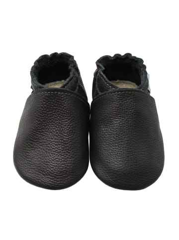 Mejale Baby Leder Krabbelschuhe, mit rutschfester Sohle – Schwarz
