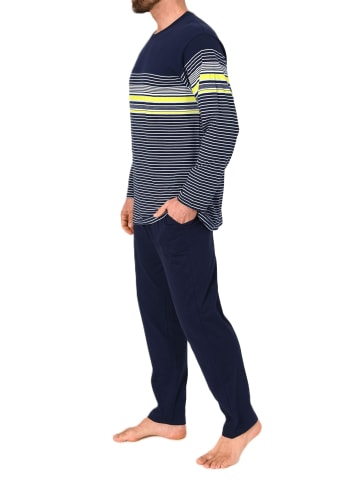 NORMANN Langarm Schlafanzug Pyjama Streifen in grün