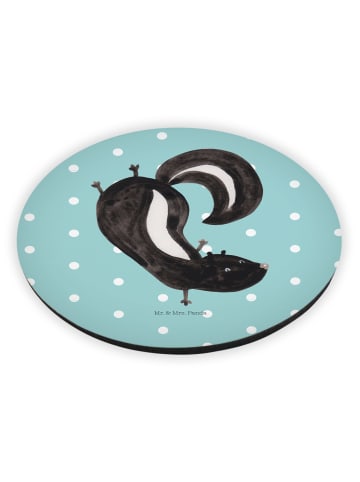 Mr. & Mrs. Panda Rund Magnet Stinktier Handstand ohne Spruch in Türkis Pastell