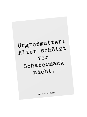 Mr. & Mrs. Panda Postkarte Urgroßmutter Schabernack mit Spruch in Weiß
