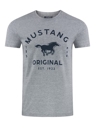 Mustang T-Shirt Print Tee in Grau